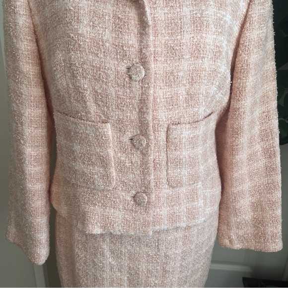 Paule Vasseur Tweed Vintage 2-Piece Suit Pink Sz 40/42 - Picture 4 of 16
